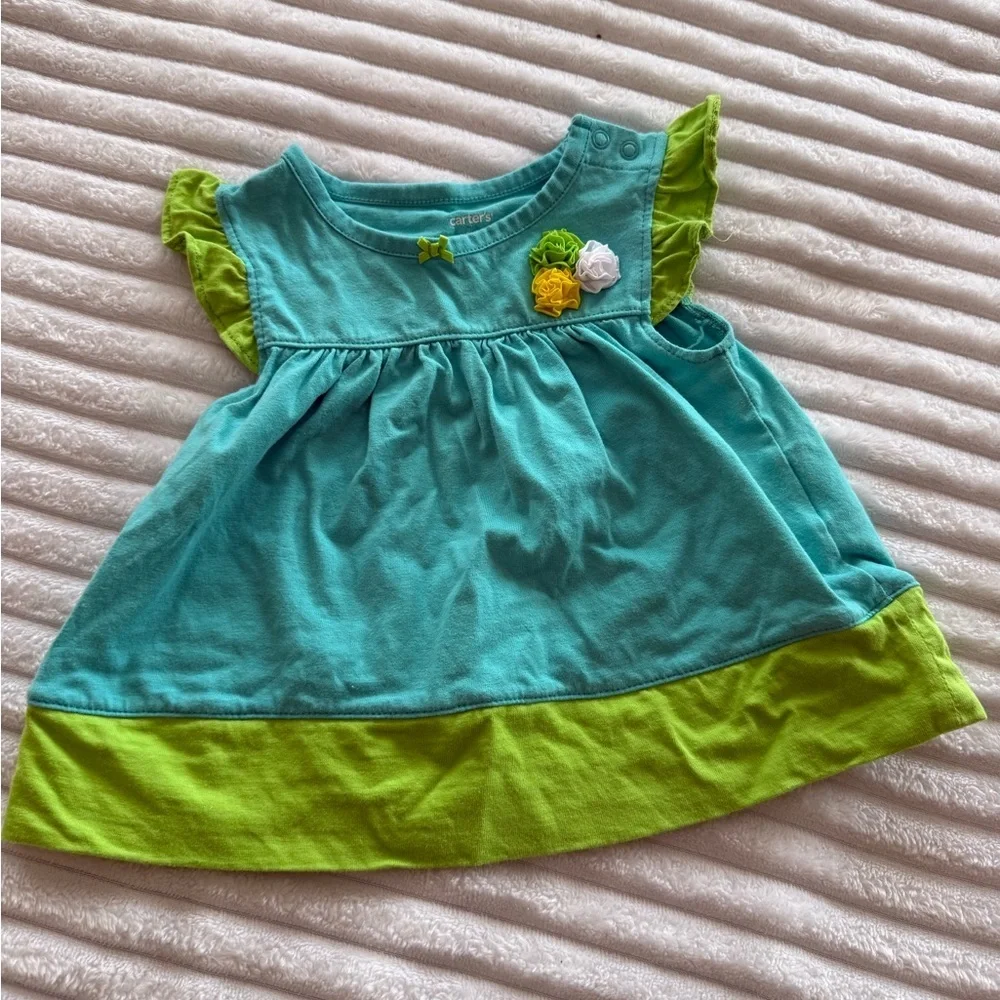 Carter's Teal and Lime Baby Dress